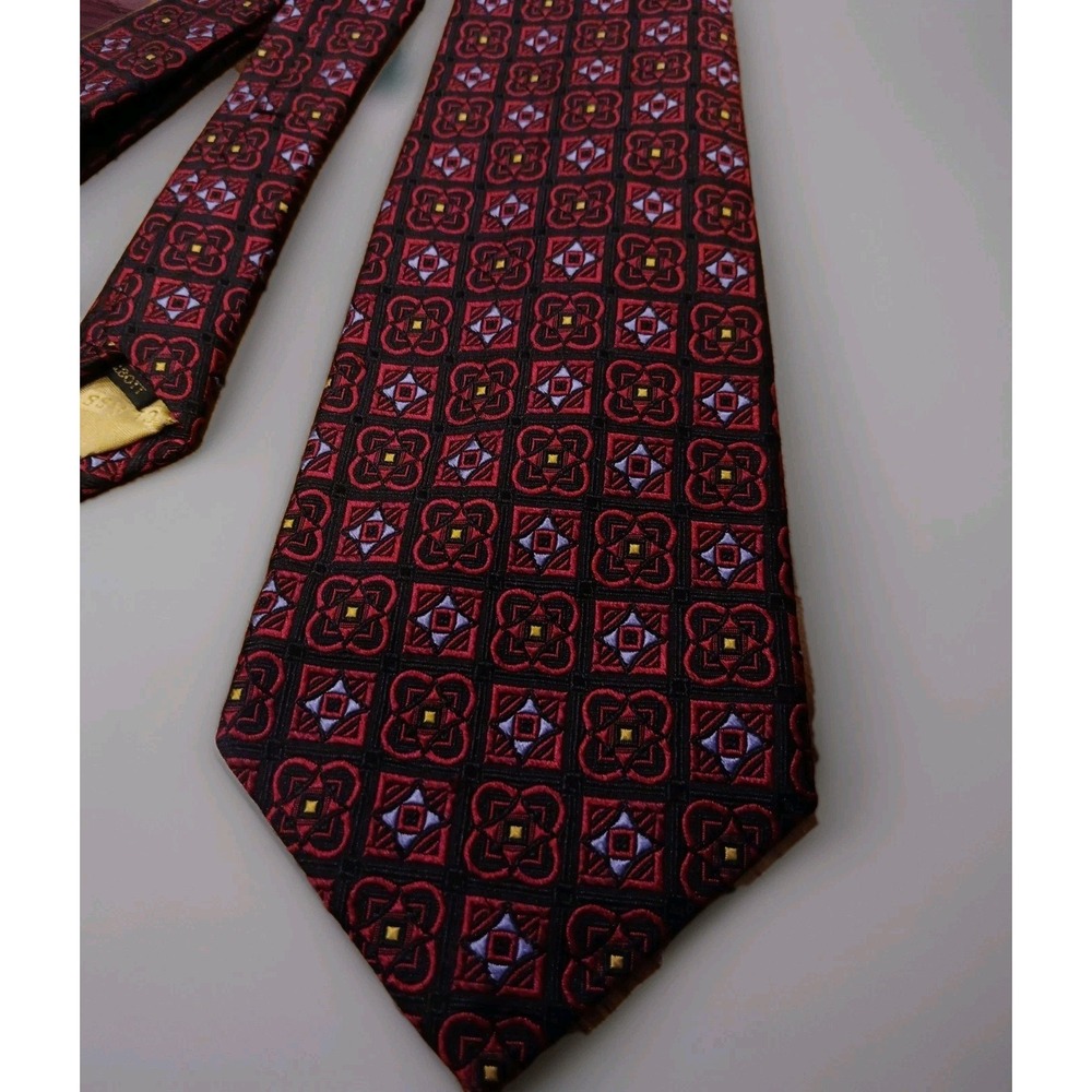 Robert Talbott Best of Class Nordstrom Geometric Men's Hand Sewn red Silk tie 57